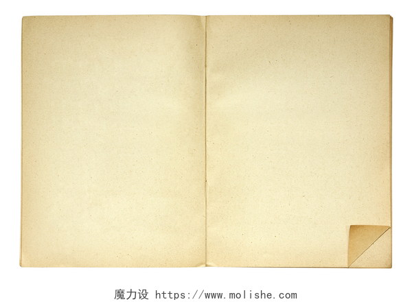 打开被折叠的黄褐色书本打开书，折叠的页角作为一个书签